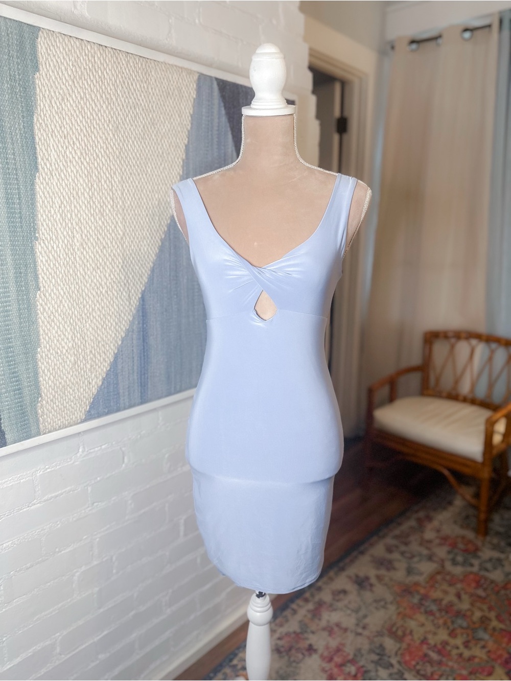 21 Saints Blue Criss Cross Bodycon Tank Dress - Picture 1 of 9